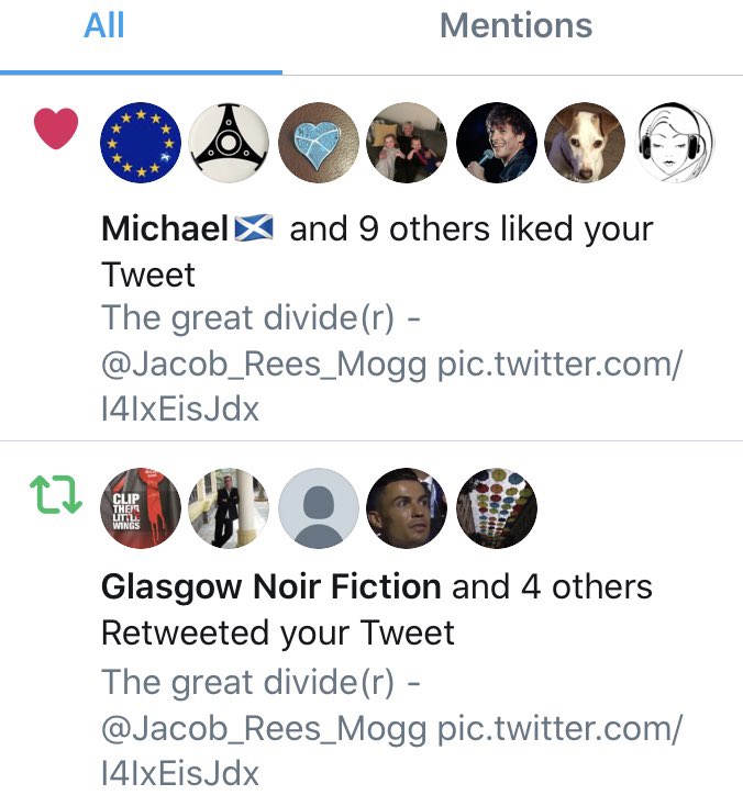 Here we go again. This level of engagement and only 43 impressions on my Rees-Mogg tweet. Last time it happened was a Ruth Davidson tweet. We’re being played.