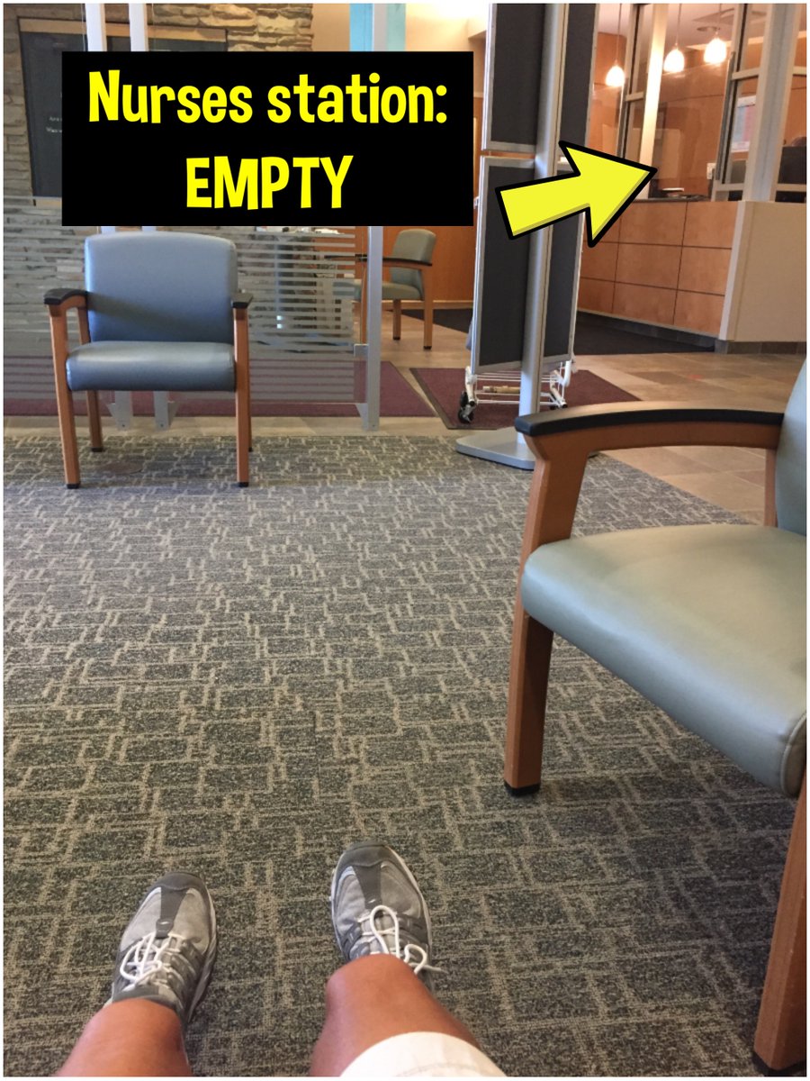 When I was determined a safe risk I was led inside the waiting room. Guess what? It was empty af. 2/