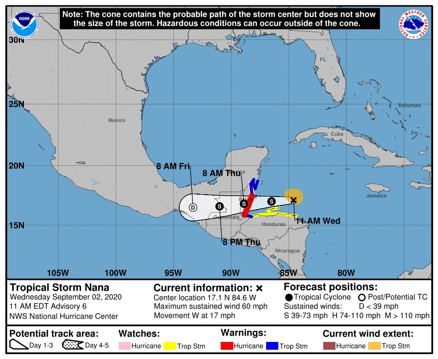 ClimaEdoQROO's tweet image. Tormenta Tropical Nana. Estar al pendiente 👀