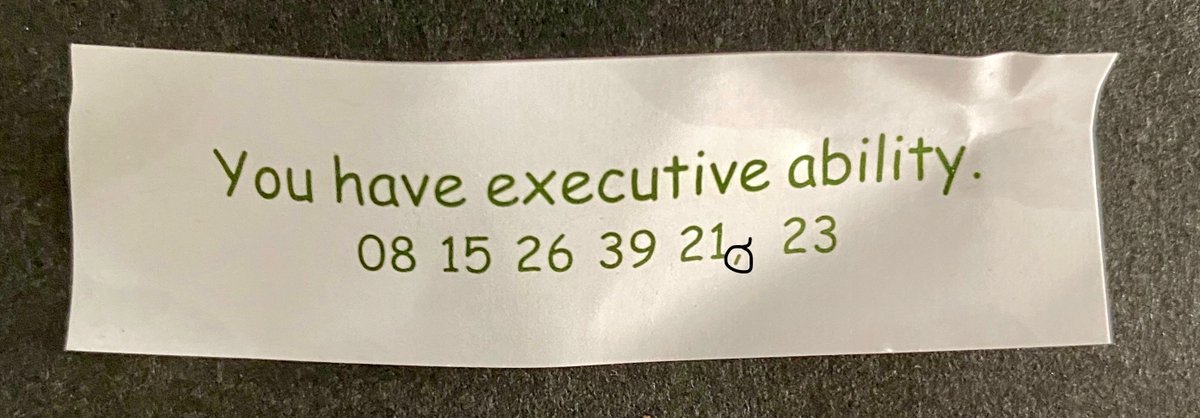 timpeters1959's tweet photo. Finally, my executive talents are acknowledged in a way I should post on LinkedIn: the fortune cookie. Apparently, I can outsource the ability to pick lottery numbers, but not, alas, the ability to use commas. #grammar https://t.co/OJvIxAfkIX