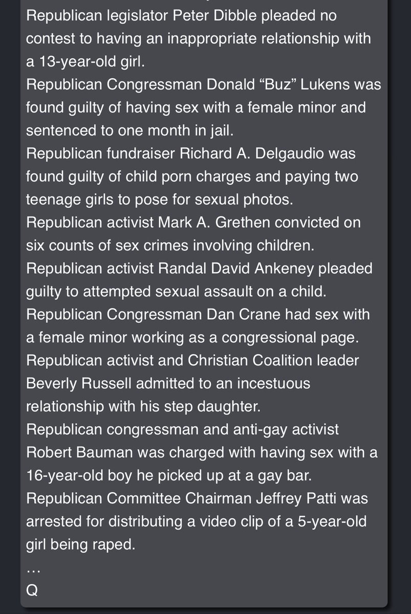 4631-Republican congressman and anti-gay activist Robert Bauman was charged with having sex with a 16-year-old boy he picked up at a gay bar.Republican Committee Chairman Jeffrey Patti was arrested for distributing a video clip of a 5-year-old girl being raped.…Q