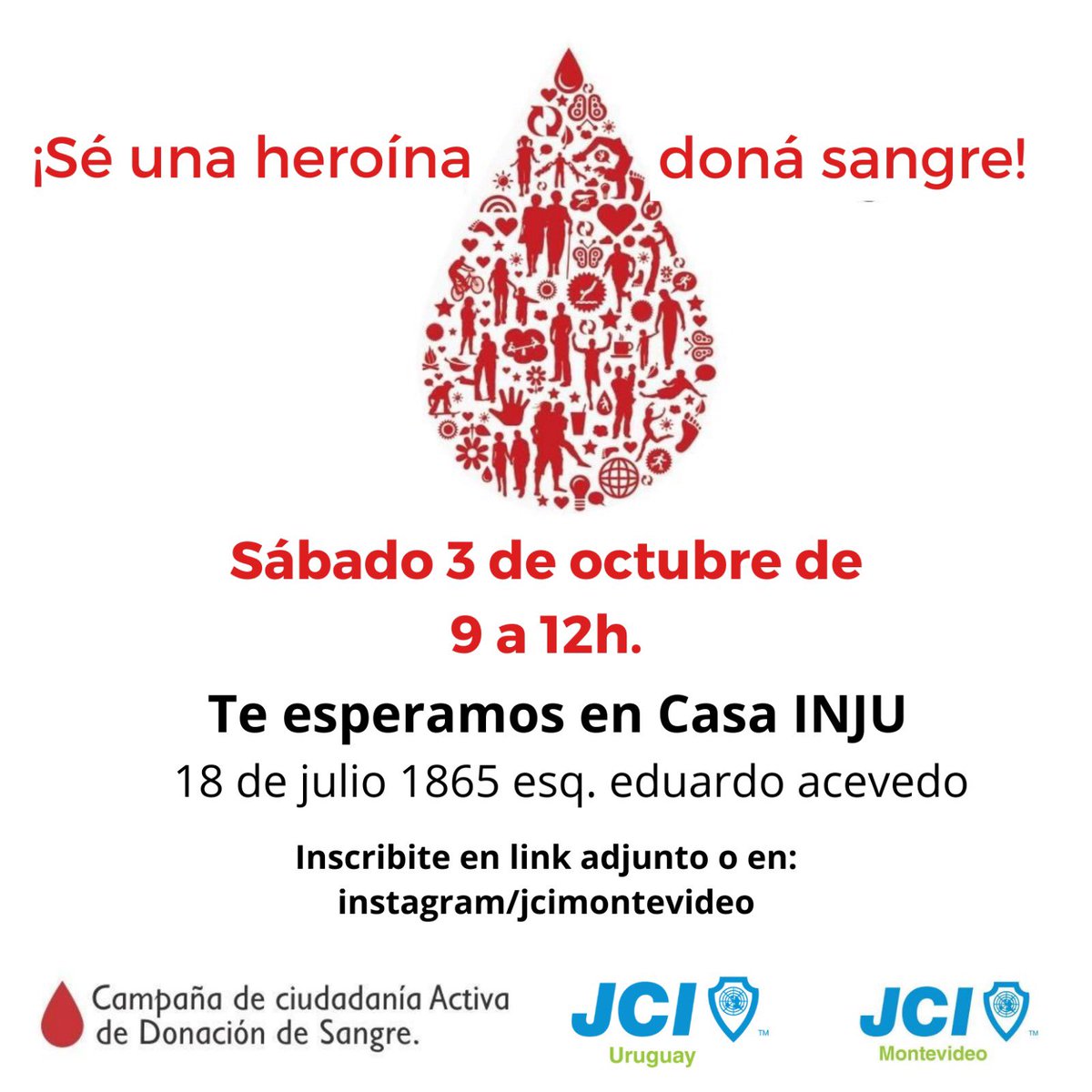 JCIMontevideo's tweet photo. ⚠️La donación de sangre hace posible los procedimientos en siniestros de tránsito, intervenciones quirúrgicas, trasplantes de órganos, hemorragias, tratamiento de pacientes con cáncer y muchas otras patologías.
Inscribirte en https://t.co/yyecjbsvkT 🔗 https://t.co/oIGZh4ySrB