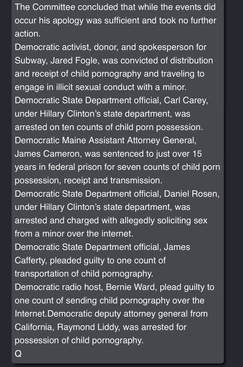 4633-Democratic radio host, Bernie Ward, plead guilty to one count of sending child pornography over the Internet.Democratic deputy attorney general from California, Raymond Liddy, was arrested for possession of child pornography.Q