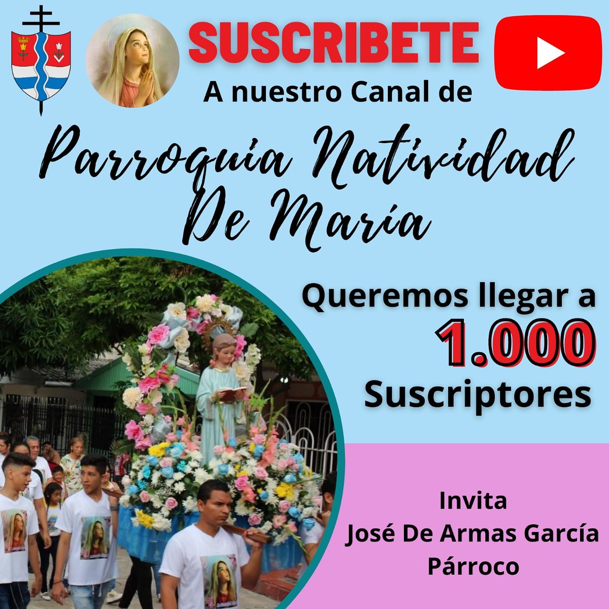 pndeMaria's tweet photo. ✨ 💖 Este 8 de Septiembre es el cumpleaños de nuestra Madre Celestial 

🎁❤️ Regalale tu suscripción al Canal de YouTube de *La parroquiaLa Natividad De María* 📹🤳🏾

👇🏽👇🏽👇🏽
*Encuentranos en YouTube como:*
https://t.co/q496lBtUqy

*Invita:* _Padre José De Armas_ https://t.co/SwYxEWTXXv