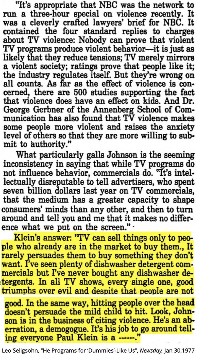 Whether it was his filth programming or the tube-addicted rubes he spoke so contemptuously about, Klein's message was the same: he was merely holding a mirror up to America, giving the people what they already want, describing them as they already are. 65/