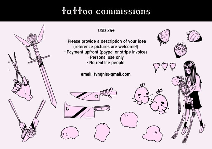 Opening tattoo commissions, 3 slots available! ??
Send me an email me if you're interested (no dm please!) 