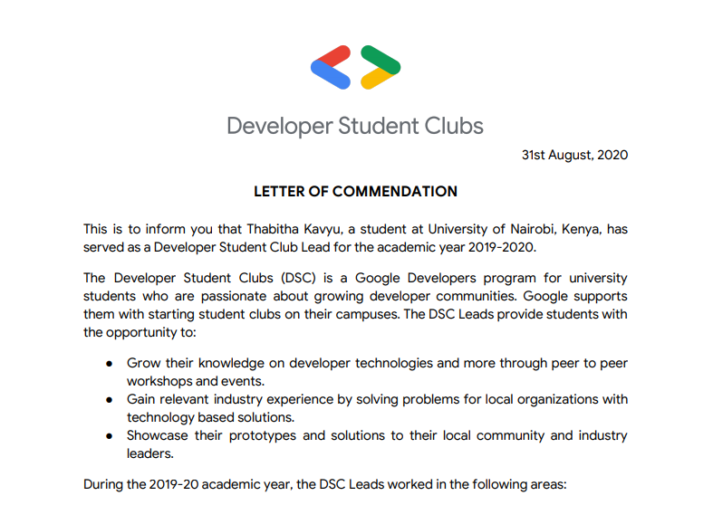TabithaKavyu's tweet photo. In the words of @auwalms :" Hello SuperHero, Your Medal of Honor is Here!"
I am proud to have successfully completed my tenure as the Developer Student Clubs Lead of University of Nairobi
@DSC_UoN @sci_uon
On to the Next!!
#DSCSSAGraduation https://t.co/kaY7LK6AGC