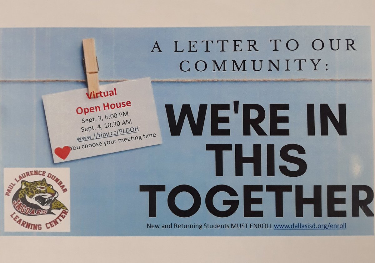 Below are the dates for our virtual open house.
See you soon!
<a href="/dallasschools/">Dallas ISD</a> 
<a href="/AttendanceDISD/">AttendanceInterventionPrograms</a> 
<a href="/DallasISDHEP/">Dallas ISD Homeless Education Program</a> 
<a href="/dallasisdparent/">Dallas ISD Parents</a>