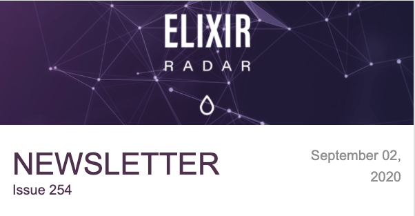 elixir_radar's tweet photo. Elixir Radar issue 254 is out! 📣

https://t.co/miFpqjgbH3

This issue comes with content from @pthompson @prehnRA @koozdra @paulgoetze @alexcasdev @elixircastsio and Greg Larson. Thank you!

#myelixirstatus https://t.co/joQQC3FxPy