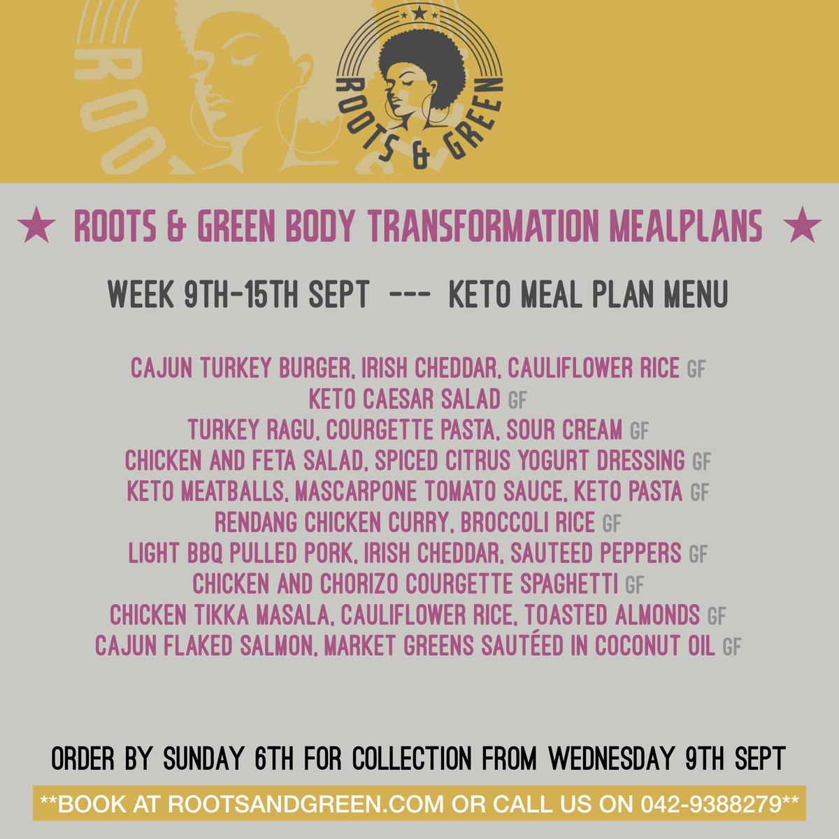 Roots &amp; Green Body Transformation Meal Plans!!

order.rootsandgreen.com OR Call 0429388279

Book before Midnight Sunday for delivery next week!! 🚚😋
#rootsandgreen #mealplans