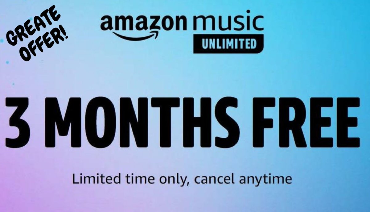 KitchenBazaarUs's tweet image. Get the Amazon Music Trial!
Get Offer: bit.ly/31QTt1E
This 90-day free trial offer of a monthly Amazon Music Unlimited Individual Plan is available only to new subscribers to Amazon Music Unlimited.
#gift_card #amazon_gift_card #amazon_Music