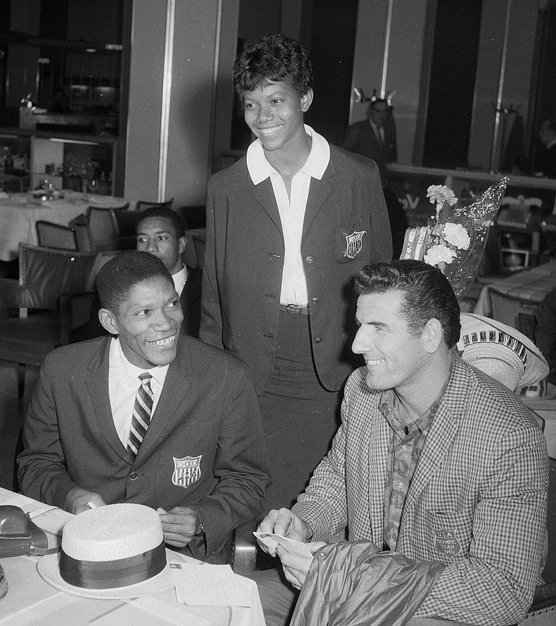Wilma with Olympians Otis Davis and Don Bragg