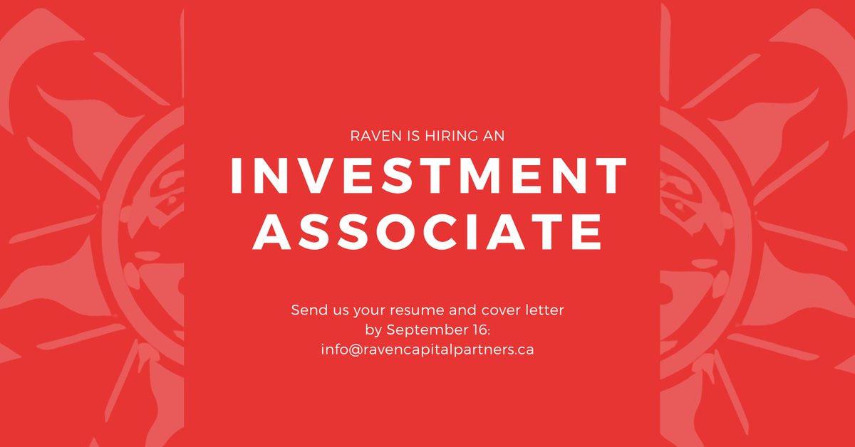 We're hiring an Investment Associate for our Raven Indigenous Impact Fund! Join our amazing and agile team remotely or in one of our BC offices.

Learn more and apply: bit.ly/2QPqKE8