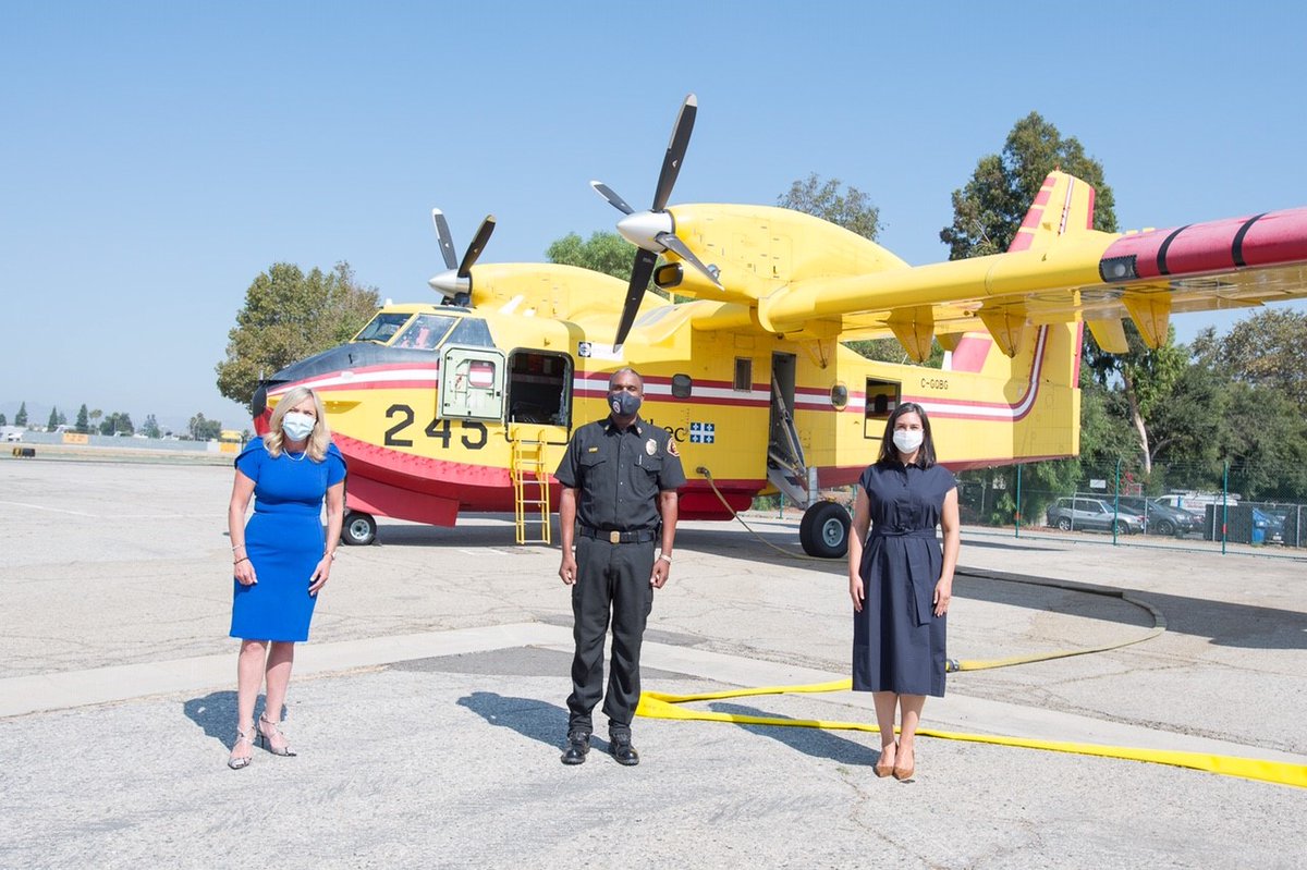 QuebecLA's tweet image. For the 27th year, two Super Scoopers and their crews from Québec begin their annual mission in Los Angeles County. We salute the service of the Québec and @LACOFD crews, as well as the solid collaboration between Québec and California. @MRIF_Quebec @SOPFEU @CanCGLA