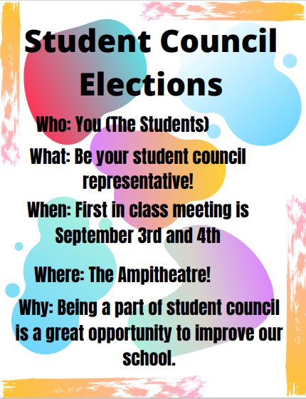 First school wide meeting of the year tomorrow and Friday!!! #studentcouncil #bethere