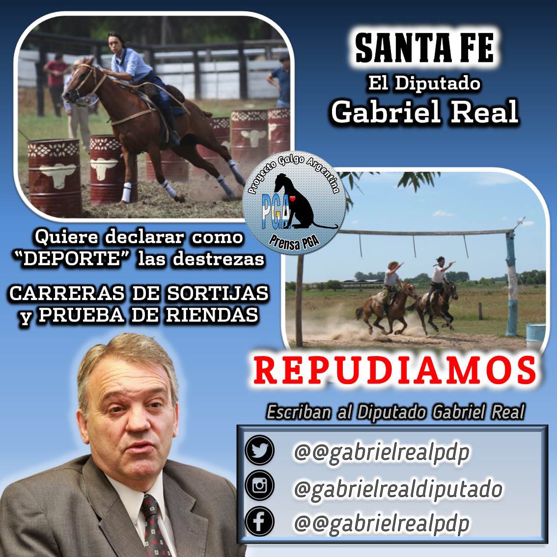 proyectogalgoar's tweet photo. #SantaFe Impresentable @gabrielrealpdp presentando un proyecto para declarar DEPORTE el reviente de caballos. Porque no busca protegerlos, en vez de que los sigan explotando? #latorturanoescultura https://t.co/lYbxAvwc7k