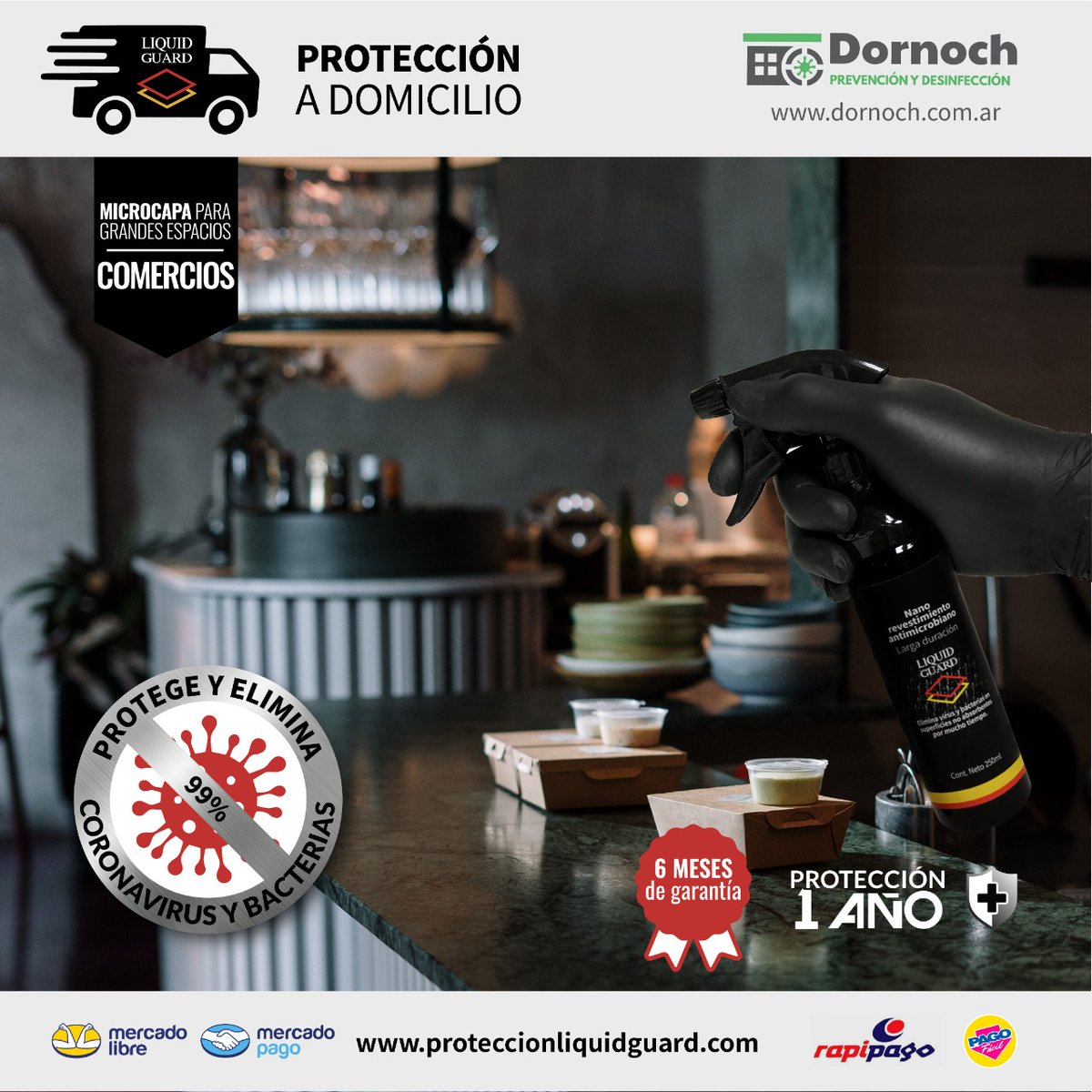 Liquid Guard elimina los virus y bacterias de tu restaurante o bar durante 365 días Con una sola aplicación en mesas, puertas y todas las superficies no absorbentes que inactiva y destruye los coronavirus y agentes infecciosos durante 40.000 lavados 
#salud #seguridad #anviral