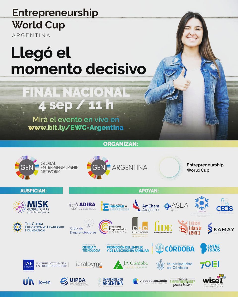 Llegó la gran final‼
Argentina elige a su representante para competir en la copa mundial de Emprendedores 💫💥
Podes mirar la final en vivo este #viernes 4 en : 

bit.ly/EWC-Argentina 
<a href="/GENArgentina/">GEN Argentina</a> <a href="/unleashingideas/">Global Entrepreneurship Network</a> <a href="/Lawsonlat/">Jorge Lawson</a>
 #emprededor  #worldcup #Entrepreneurshipworldcup