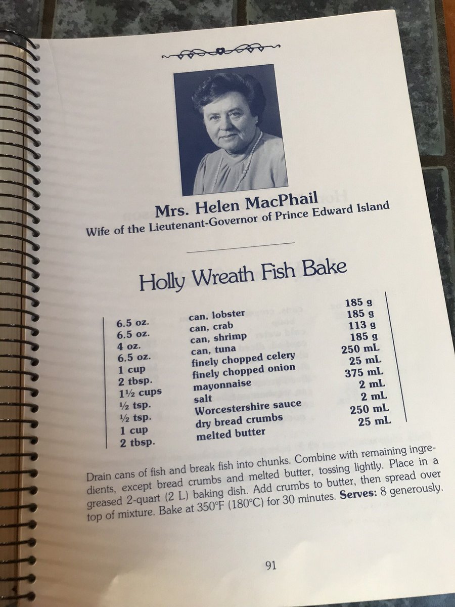 I am also not sure how I feel about “wife of the Lieutenant Governor of Prince Edward Island”’s fish dish