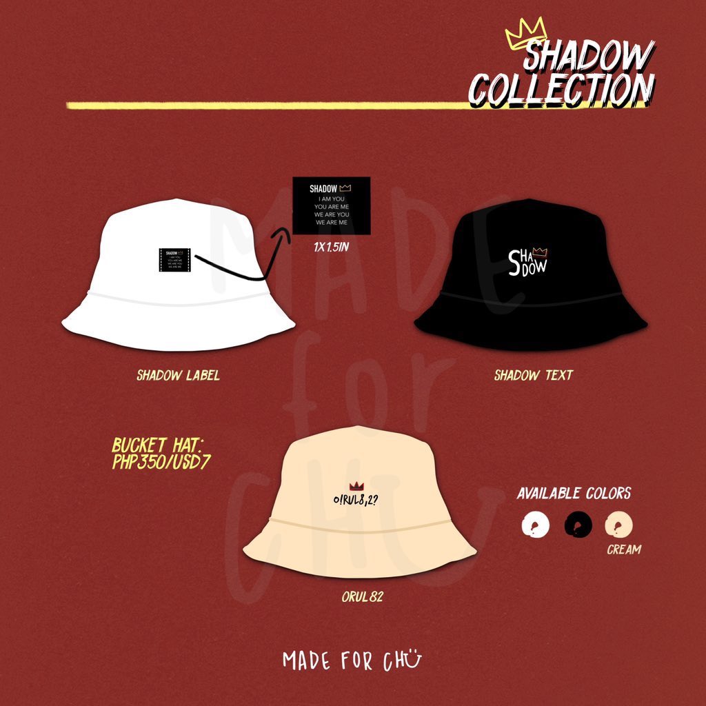 ego/shadow collection (see above pic)shadow text black bucket hat (x1) $9.40ego tie dye shirt medium (x2) $15.58ego bucket hat cream (x2) $9.40