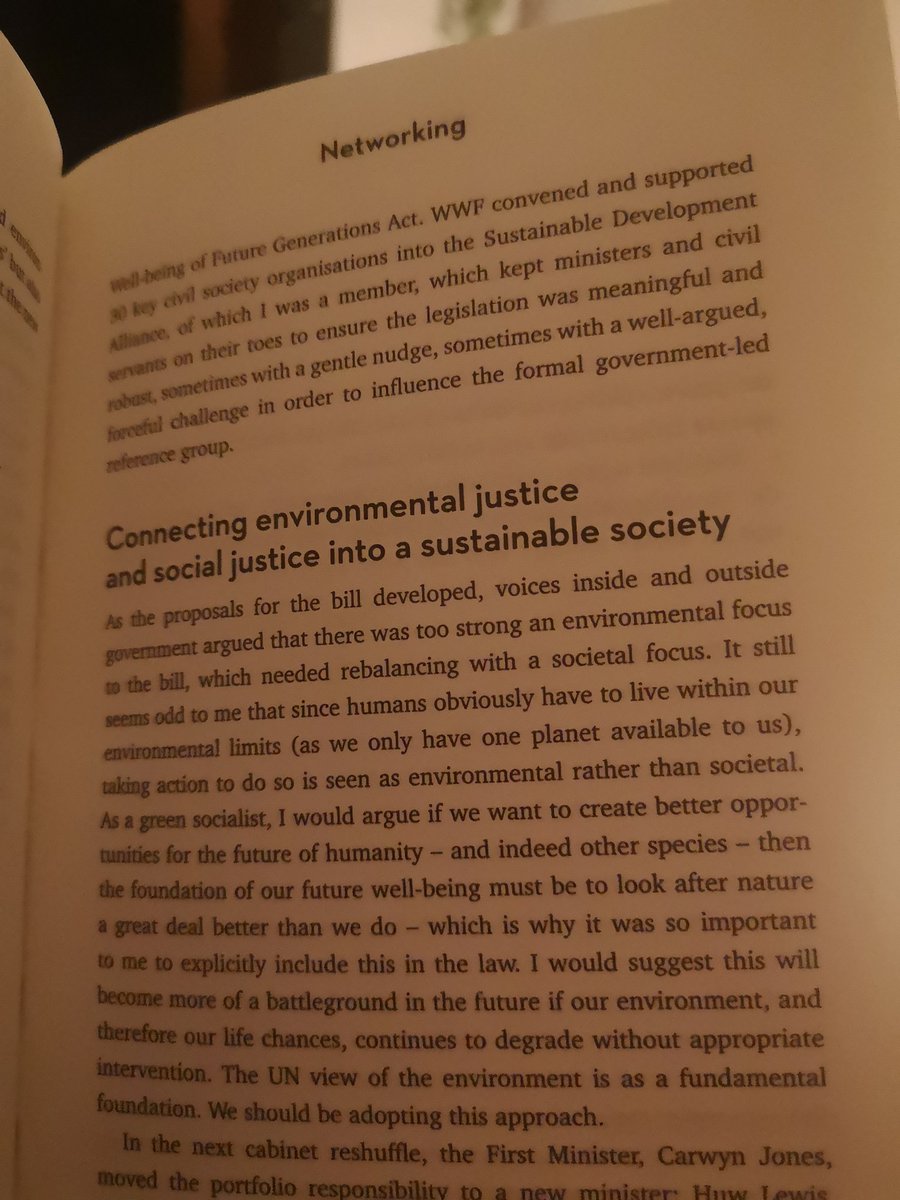 McQuadeJess's tweet image. Tonight reading @JaneBryngwyn #futuregen 

Totally agree with this section 'the foundation of our future wellbeing must be to look after nature a great deal better than we do'. 

Something we must see clearly demonstrated in party proposals for #senedd21 #naturecrisis