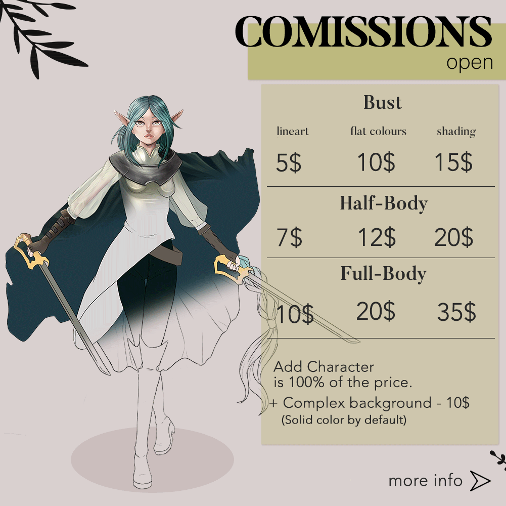 xmii_art's tweet photo. [COMISSIONS OPEN!]

Hello everyone. I hope you are all doing well!
So I decided to open comissions for a while!
If you're interested to have a Comission from me please feel free to contact me via DM! Thank you so much! 💛
#comissionopen #comissions https://t.co/0NItivK68b