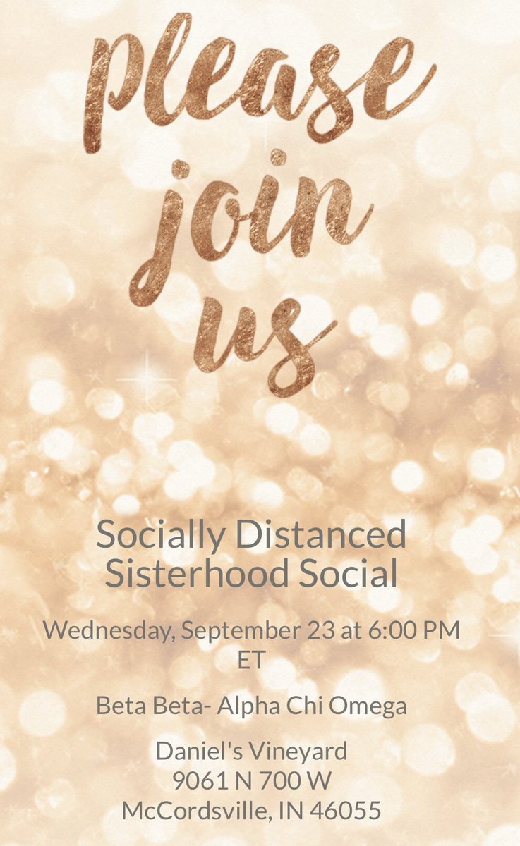 IndyAXOAlum's tweet photo. Join us for a socially distanced social on September 23rd. Bring a mask and we’ll see you outside. Food and drink are available for purchase. https://t.co/2afHshymBl
