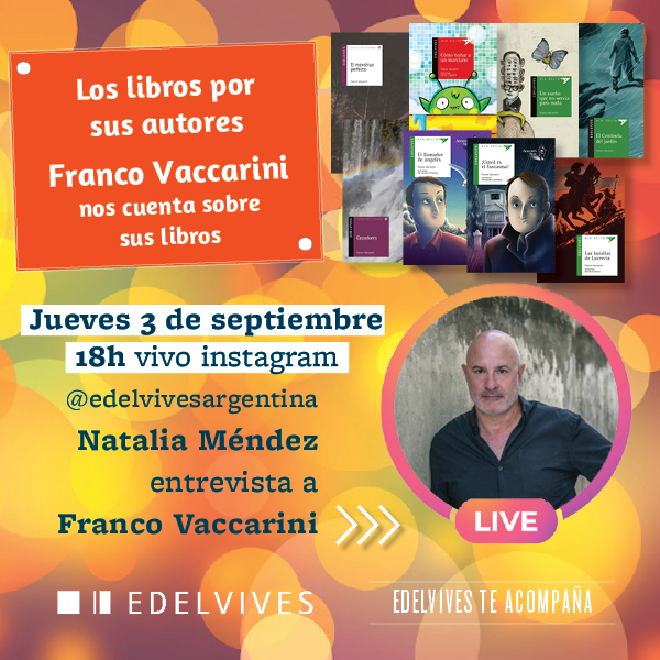 EdelvivesArg's tweet photo. Seguimos con el ciclo *Los libros por sus autores*, y este jueves recibimos a Franco Vaccarini que nos contará de todos sus libros y misterios... ¡te esperamos! 📚👀🕵️
@natumendez >> @francovaccarini
#loslibrosporsusautores #francovaccarini #edelviveslive https://t.co/OaO9gWpw9K