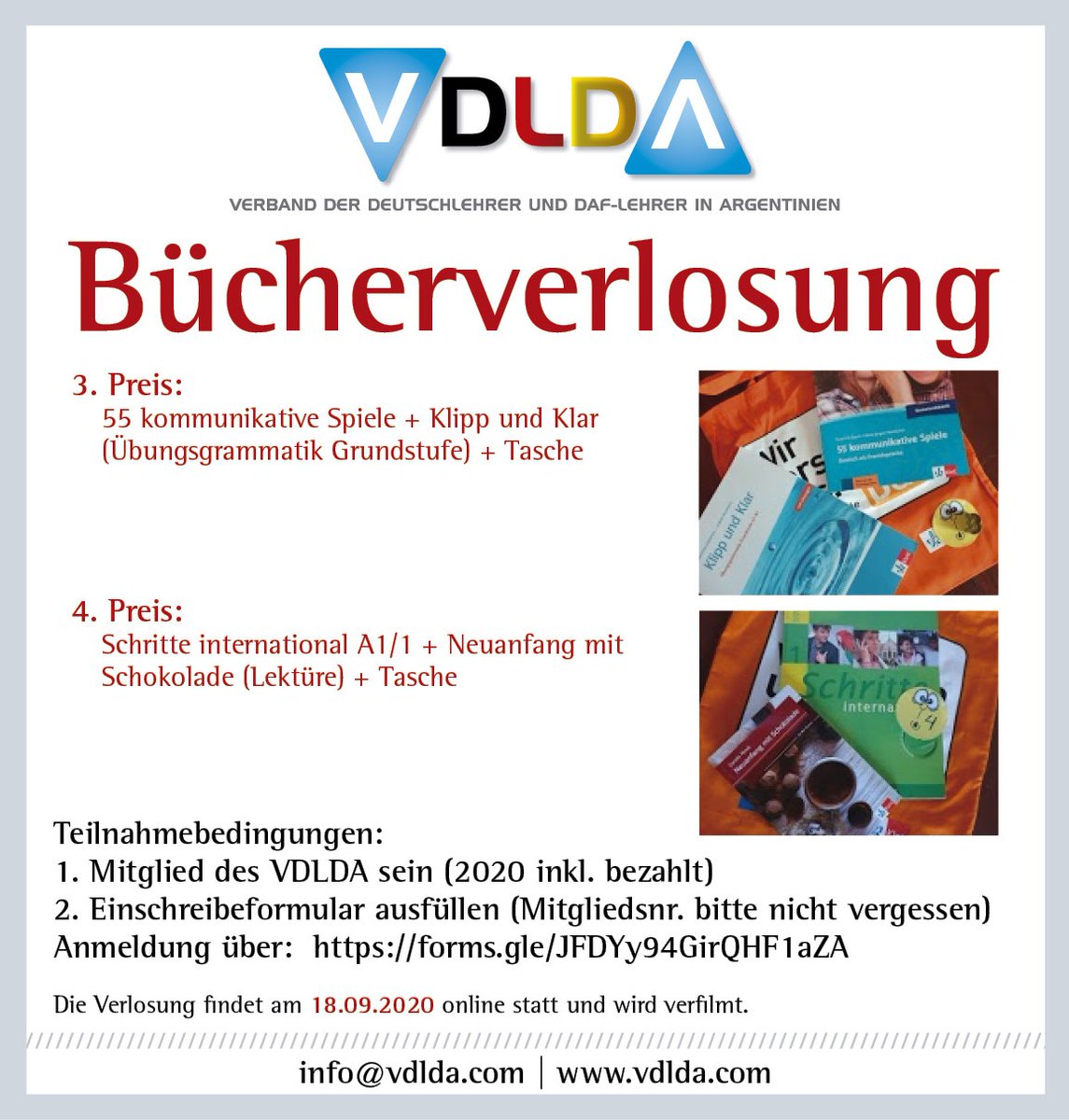 VDLDA1's tweet photo. #Bücherverlosung #VDLDA Danke an @hueberverlag @EKV_klettverlag, die uns die Materialien zur Verfügung gestellt haben! https://t.co/JwGJcOiJSe