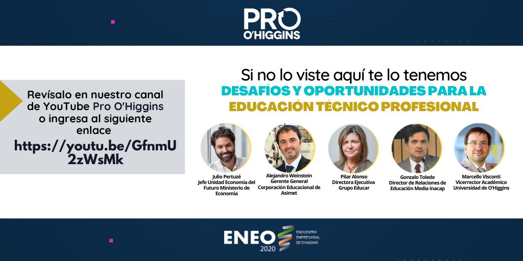 ProOHiggins's tweet photo. 🧐Si no lo viste, te invitamos a revisarlo.
Ya está disponible en nuestro canal de Youtube el encuentro de #ENEO2020 DESAFÍOS Y OPORTUNIDADES PARA LA EDUCACIÓN TÉCNICO PROFESIONAL.
Revísalo aquí https://t.co/4K96sLSSZS https://t.co/PFIQA6JGgA
