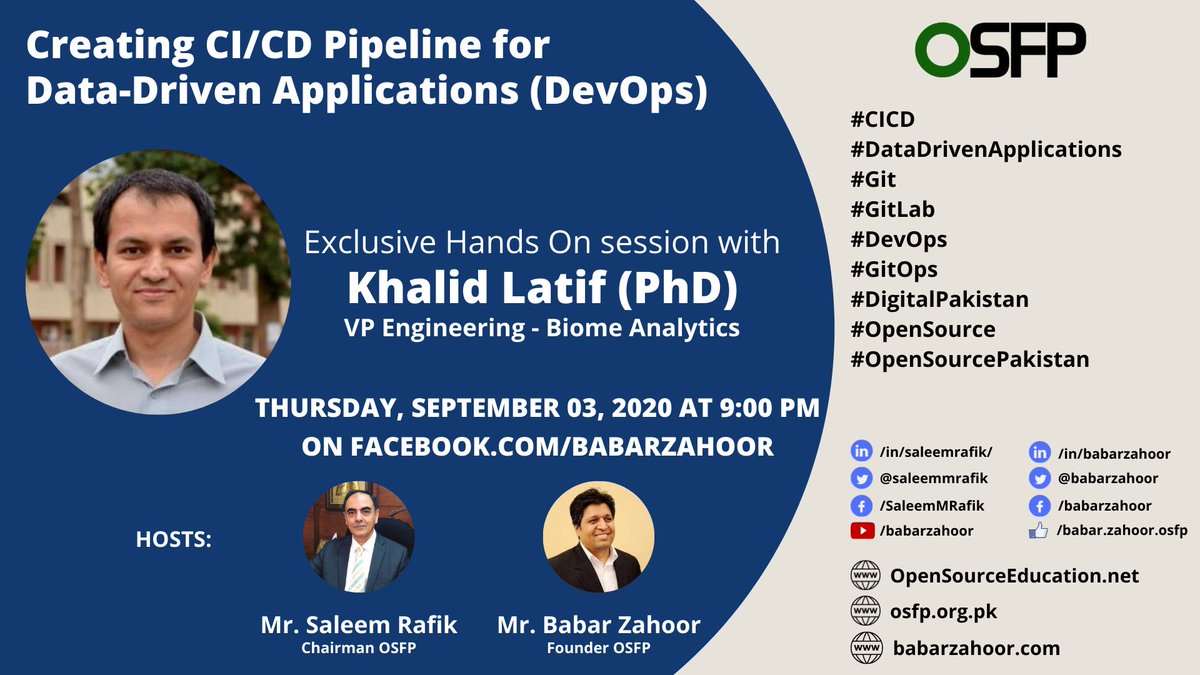 aliICBian's tweet photo. Part-2: "Creating CI/CD Pipeline for Data-Driven Apps" (Hands-On Session) will be live on https://t.co/S8c4jFo9WA on Thursday, September 03, 2020, at 09:00pm
#OSFP #DigitalPakistan #Kubernetes #DevOps #GitLab #CICD #datadrivenapps #LinodeCloud #CloudComputing #Ingress #Linux https://t.co/FG4jic9mr9