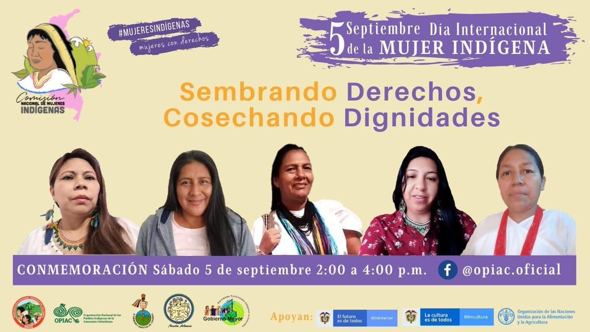 📢 Los invitamos este 🗓️ sábado, 5 de septiembre desde las ⏰ 2:00 p.m. a compartir el espacio de Conmemoración del #DíaInternacionalDeLaMujerIndígena 👩🏽🍃 "Sembrando derechos, cosechando dignidades" por nuestro #FacebookLive  🍃✊🏽