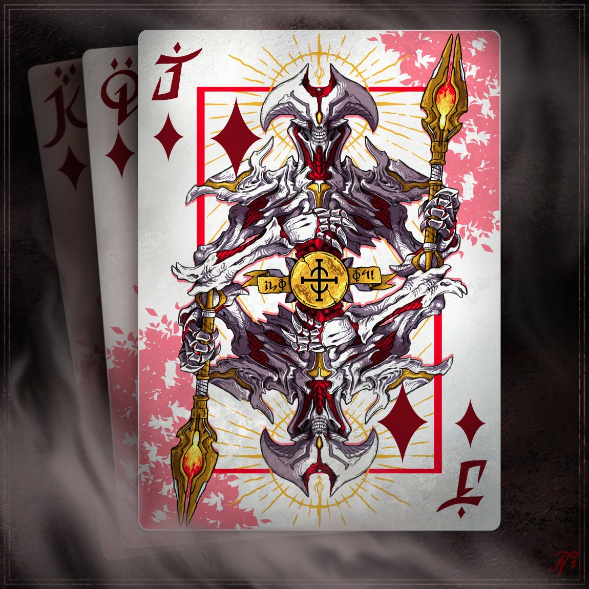 My submission for this month's <a href="/DOOM/">DOOM</a> Slayers Club casino-themed fan art: A Maykr Angel as the Jack of Diamonds. ♦️

I have ideas for the rest of the cards for the full deck, but won't be able to get to them anytime soon. Definitely a project I hope I can come back to someday.