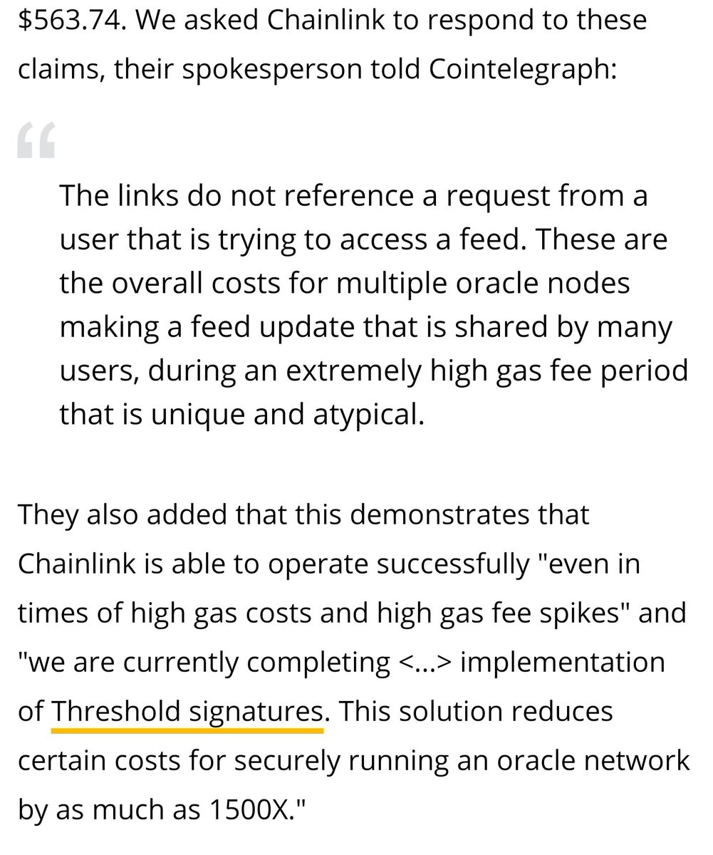 Even news articles about  $BAND, which always have "$LINK killer" or some other mention of Chainlink in the title, have a debunking section on Band's lies that they try to push to the public https://cointelegraph.com/news/band-protocol-ceo-says-that-a-single-chainlink-data-request-costs-450