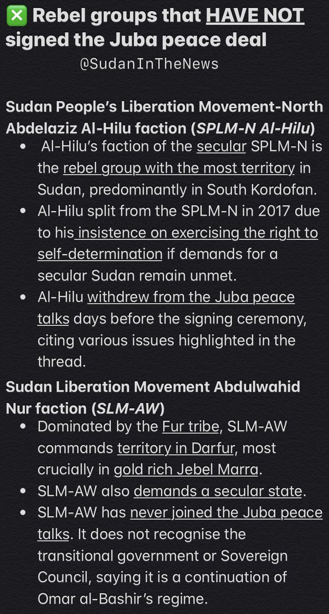 CONTEXT:For a brief summary of Sudan’s key rebel groups, their ideological position, and their participation with regards to the peace talks, see below: