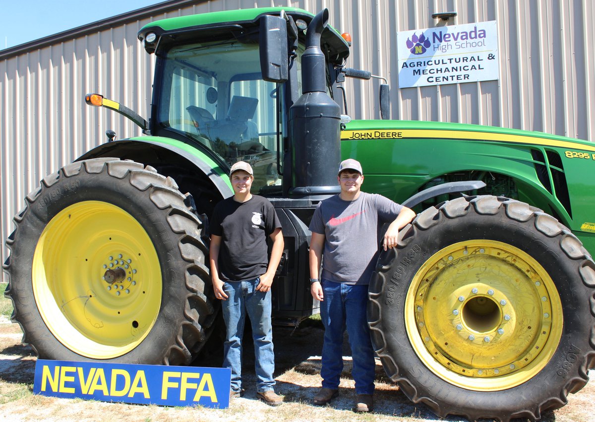 NevadaFFA's tweet photo. Congratulations to Zach Larson &amp; Spencer Clark on being approved for the @JohnDeere professional ag technician two year training program at NICC in Calmar, sponsored by @vanwall all tuition &amp; text paid for ! $25,000 value for each student ! @JohnDeere @vanwall #nevadacubpride https://t.co/Jw3oAl1PYz