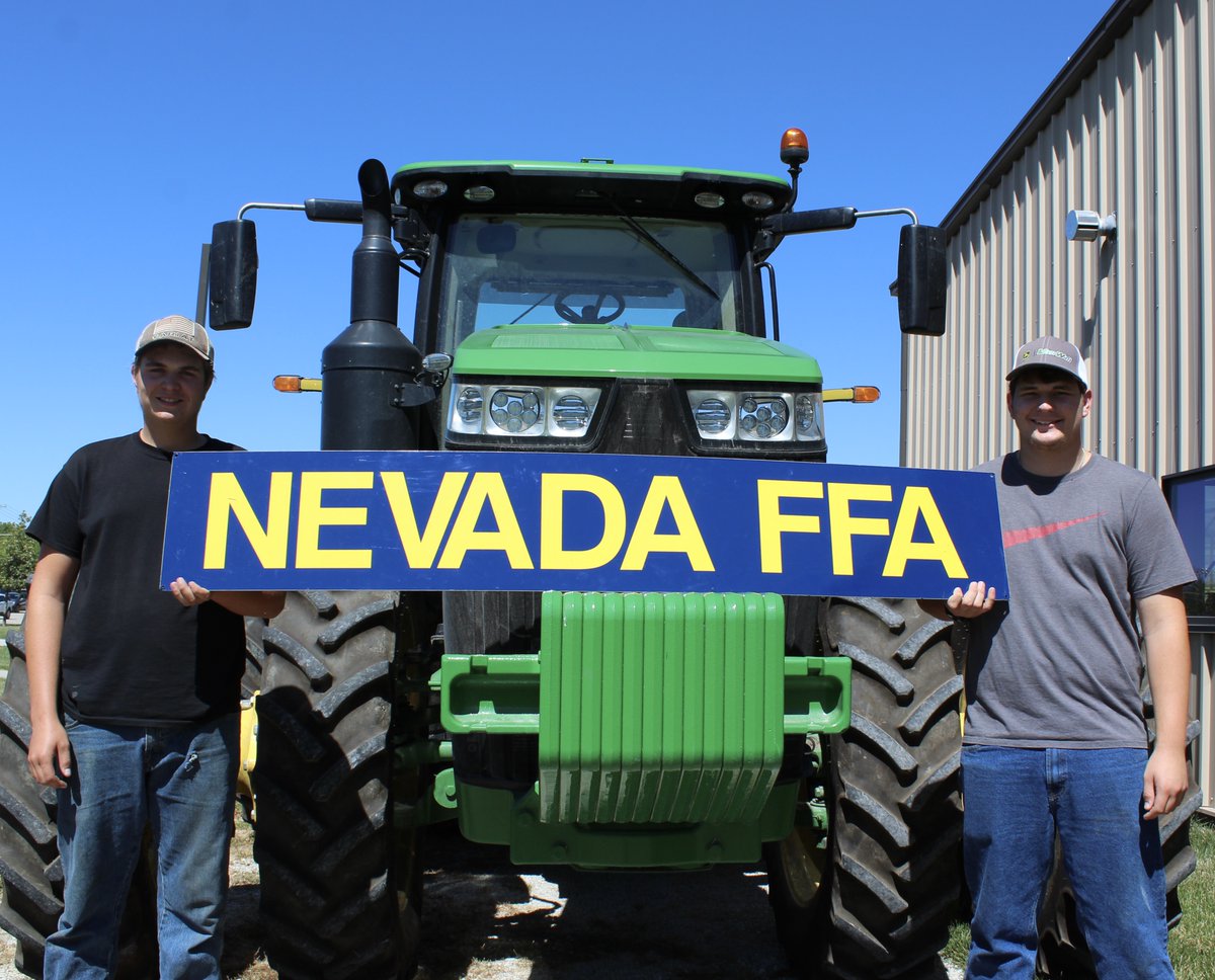 NevadaFFA's tweet photo. Congratulations to Zach Larson &amp; Spencer Clark on being approved for the @JohnDeere professional ag technician two year training program at NICC in Calmar, sponsored by @vanwall all tuition &amp; text paid for ! $25,000 value for each student ! @JohnDeere @vanwall #nevadacubpride https://t.co/Jw3oAl1PYz