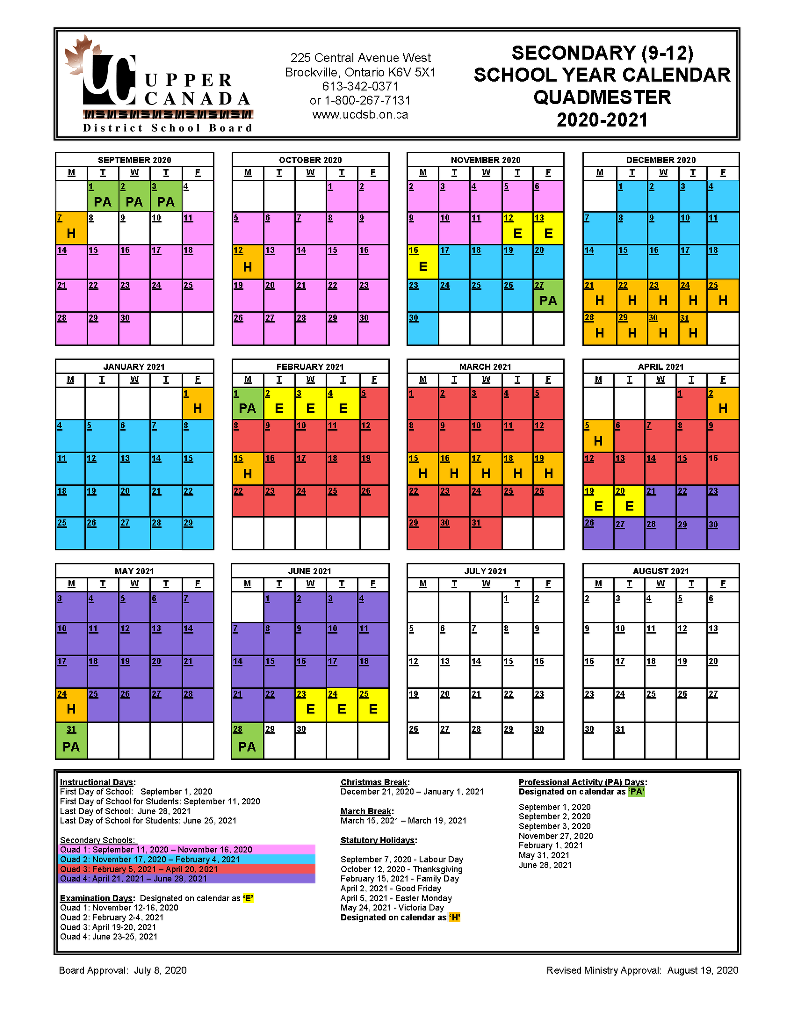 UCDSB on X: "The 2020-2021 School Year Calendar has been updated to include  the secondary quadmesters. See the calendar here: https://t.co/6fURF6XFYH.  #UCDSBboardmeeting https://t.co/ojHBby2w1e" / X