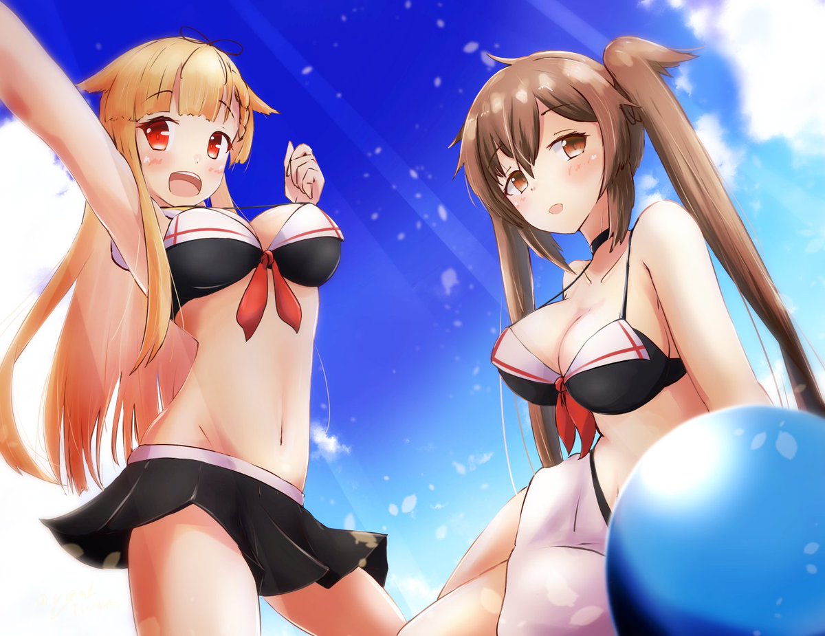 如月(艦これ) ,睦月(艦これ) 「#これを見た人はベストツーショットを貼ろう
姉妹艦ツーショットはいい物です…… 」|ヨミツナのイラスト