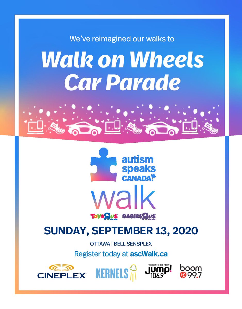 JumpOttawa's tweet photo. Support the @AutismSpeaksCAN Walk on Wheels Car Parade on September 13th here in #Ottawa! https://t.co/AHrtl4w5N0
#ASCWalk https://t.co/sp3MMZr8mN