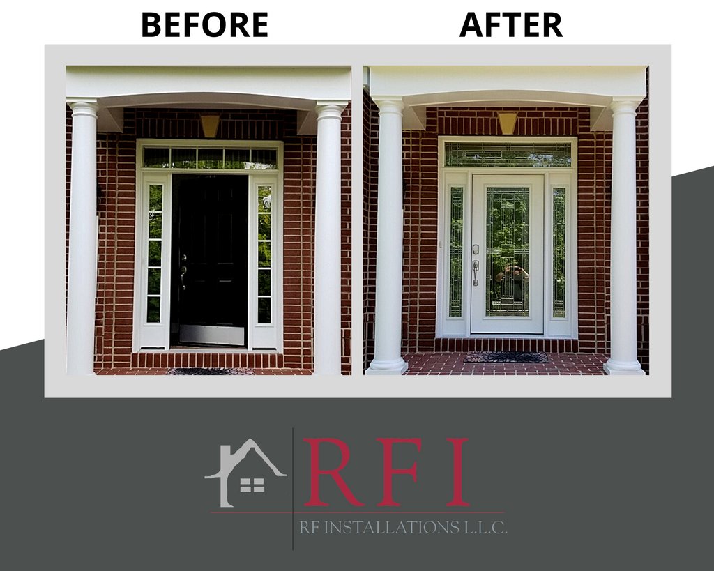 Plain door ➡️ beautiful door with decorative glass. Great job on this install for our customer in Maryland <a href="/RFIMidatlantic/">RFI_MidAtlantic</a>! #thehomedepot #doors <a href="/thdShannon/">Shannon Brown</a> <a href="/DrewTravia/">Drew Travia</a>