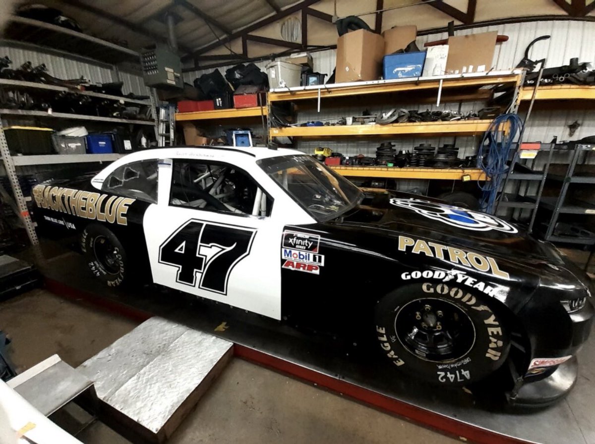 KyleWeatherman's tweet photo. Just got done helping at @MhrRacing again today. The 47 #BackTheBlue Cop Car looks good 🚨🔥 https://t.co/k2Sij0qEiG