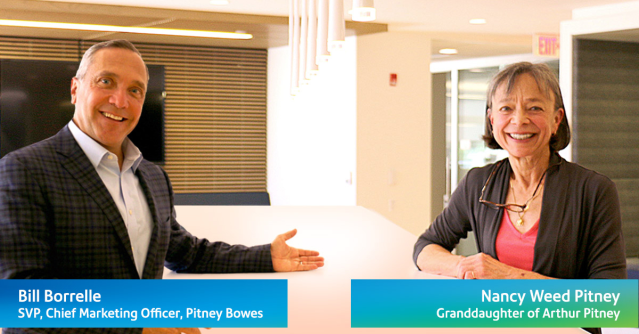 Nancy Pitney met with CMO Bill Borrelle to share stories of her Grandfather’s dedication and determination. View our remarkable history. #PitneyBowes #PBemp pbi.bz/35bZwAj