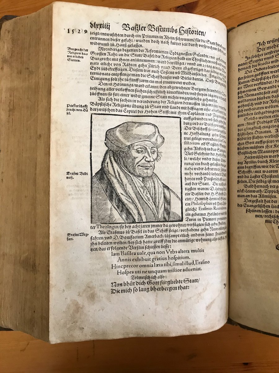 From one of my favourite books currently in shop, we have a #woodcut of this interesting fellow. The 1580 Basler Chronik is filled w over 300 woodcuts, including coats of arms, portraits, &amp; depictions of historical events. To see more:: buff.ly/3lTZing #wooodcutwednesday