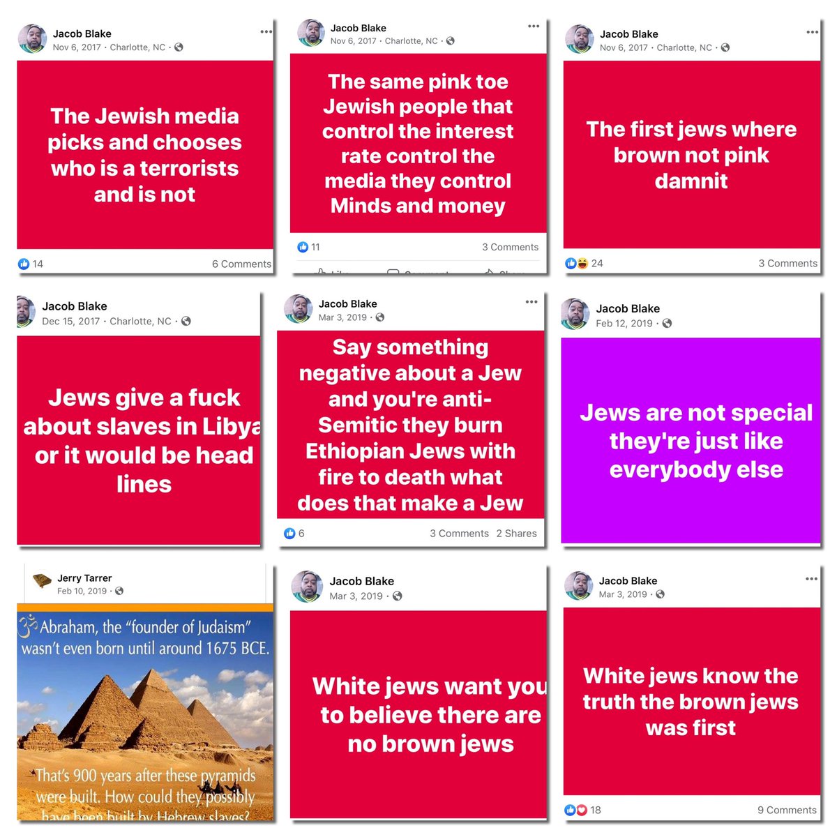 Some FB posts by Jacob Blake, the guy  @JoeBiden is planning to meet with.He’s a vicious antisemite.If the investigation finds that his son’s shooting was unjustified those responsible should be held accountable, but there is no excuse for Biden to meet with a Jew hater.