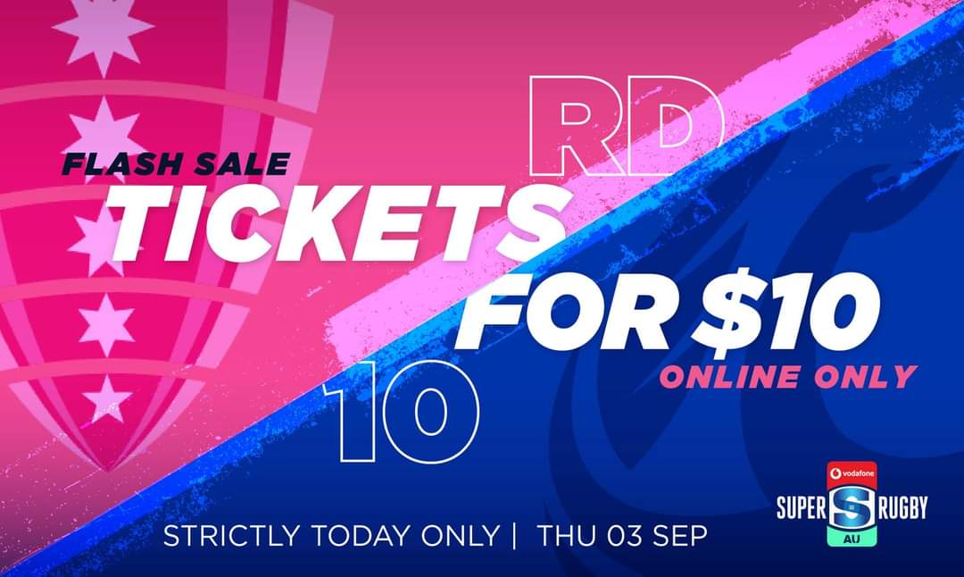 For one day only, all tickets to Saturday's @MelbourneRebels V @westernforce are only $10 online!🔥 Be quick before they sell out!🏃‍♂️ 🎫 bit.ly/32Psmn7