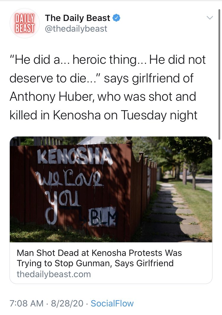  @thedailybeast also has a hagiography for the guy who was shot and killed after attacking Rittenhouse with a skateboard. No mention of the history of domestic violence. But for the Trump supporter? The “he had it coming” tone couldn’t be more clear.