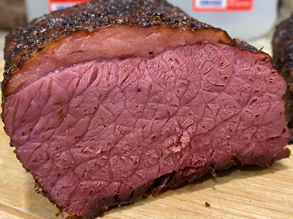 ladyleet's tweet photo. Fitty fat fitty fitty fat fat... smoked corned beef brisket for dinner. @MeatDevs #meatdevs https://t.co/3TSZYfhly0