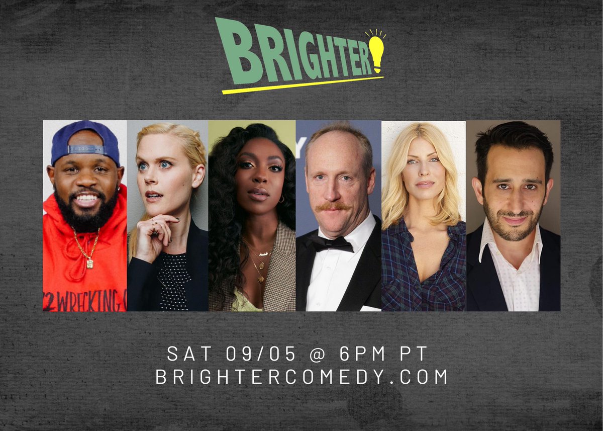 Another great one up this weekend. <a href="/janetvarney/">Janet Varney 🏳️‍🌈</a> @eggy_boom <a href="/mrmattwalsh/">matt walsh</a> <a href="/MsMorganWalsh/">Morgan Walsh</a> and @Pbanifaz joining <a href="/DannahFunTimes/">Dannah Phirman</a> and guest co host Carl Tart. 6pm PT on brightercomedy.com
