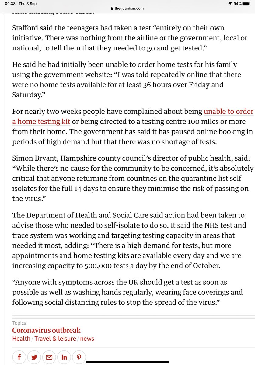 Stafford had been unable to order home tests initially.“I was told repeatedly online that there were no home tests available for at least 36 hours over Friday and Saturday”.